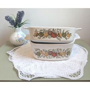 Vintage Corning Ware Spice of Life Casserole Set of 2, L'Echalote Pattern Baking